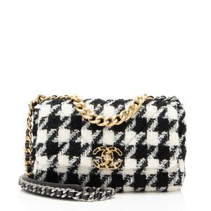 Chanel Tweed Houndstooth 19 Medium Flap Shoulder Bag